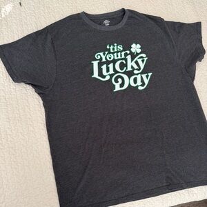 Gray T-Shirt with 'Tis Your Lucky Day' Print